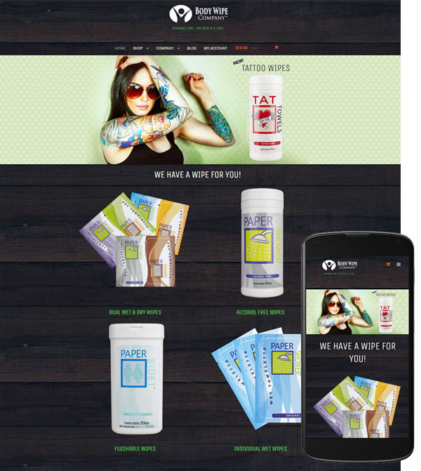body wipe company ecommerce website